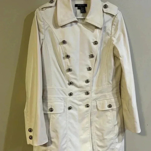 [US12]Etcetera-Anthropologie Cream Double  Breasted Blazer Jacket Trench coat - Picture 4 of 8